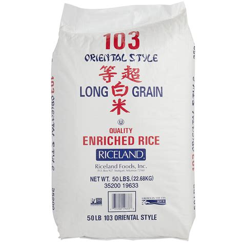 Riceland Long Grain White Rice Oriental Style 50 Lb Bag