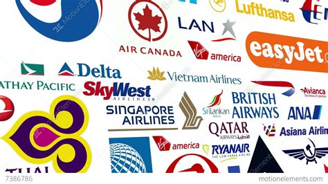 Reverse Airline Brands Logo Loop Stock Animation 7386786