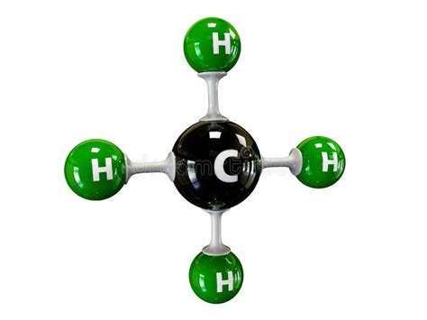 Illustration Of Methane Molecule Isolated Grey Background Stock Photo