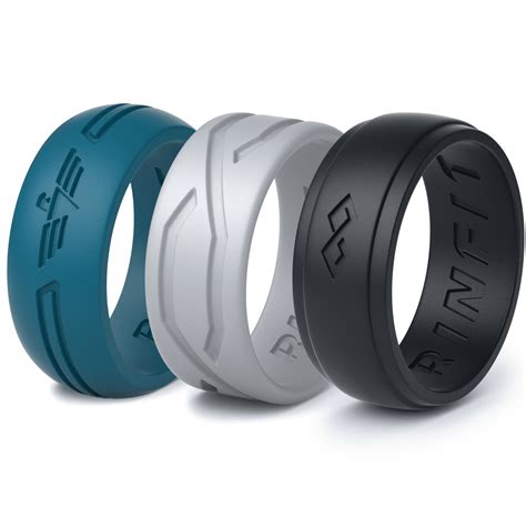 Mens Silicone Wedding Ring By Rinfit Male Rubber Bands 3 Rings Pack