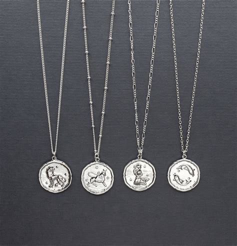 Silver Zodiac Necklace Astrology Jewelry Horoscope Necklace Etsy Uk