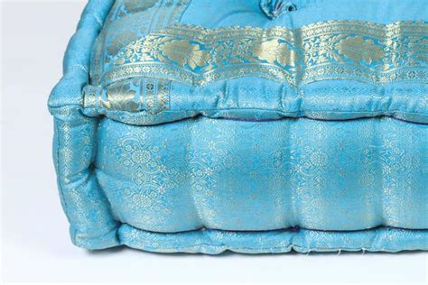 Moroccan Oversized Turquoise Tufted Floor Pillow Cushion At 1stdibs