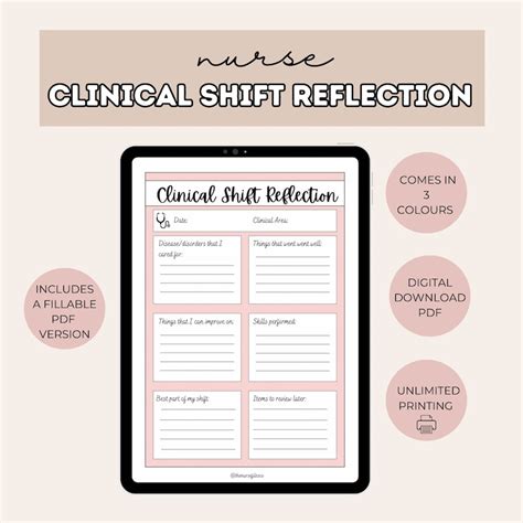 Nurse Clinical Shift Reflection Template Nurse Instant Download Etsy