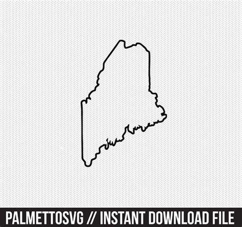 Maine Outline Svg Dxf File Stencil Silhouette Cameo Cricut Etsy