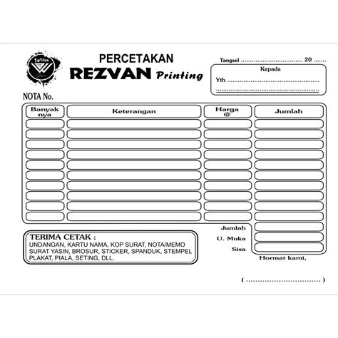 Jual CETAK NOTA RIM RANGKAP Custom NCR INVOICE Bon Surat Jalan