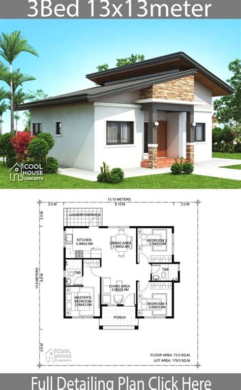 Home Design Plan 13x12m With 3 Bedrooms Home Plans 60c
