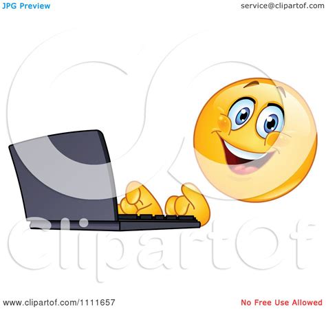 Clipart Typing Emoticon Using A Laptop Computer Royalty Free Vector