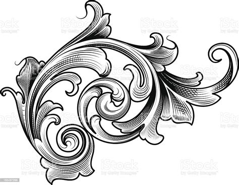 Single Victorian Scroll Stock Vector Art And More Images Of Angle