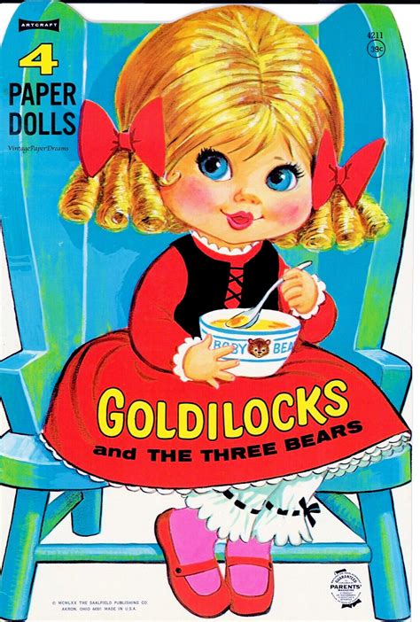 Vintage Paper Doll Printable Pdf Goldilocks Three Bears Etsy