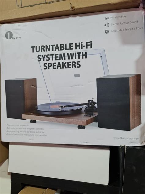 1byone Wireless Turntable Hi Fi System With 36 Watt Bookshelf Speakers