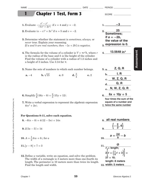 1 3 Word Problem Practice Solving Equations Answers Glencoe Algebra 2