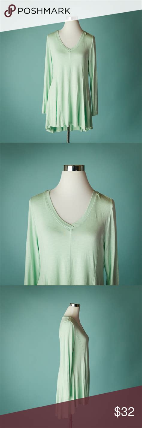 Soft Surroundings M Mint Perfect A Line Tunic Long Sleeve Tops