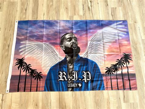 Nipsey Hussle Tribute Angel Wings 3ftx5ft Flag Banner Free Etsy