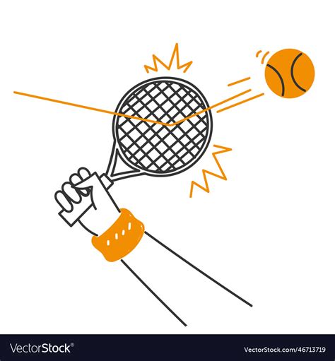 Hand Drawn Doodle Tennis Racket And Ball Vector Image