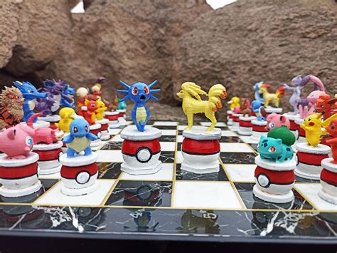 Pokemon Chess Set Personalized Pokemon Chess Set Pokeball Etsy