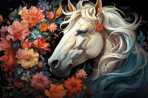 Premium Ai Image Watercolor Horse Illustration Generative Ai
