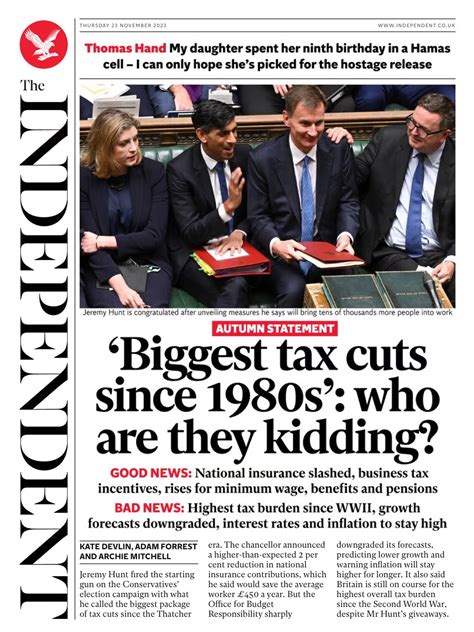 Independent Front Page Rd Of November Tomorrow S Papers Today