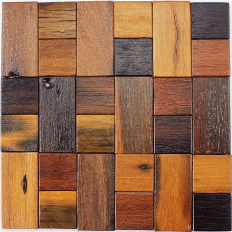 12x12 Natural Rustic Wood Mosaic Tile Wood Kitchen Backsplash Square