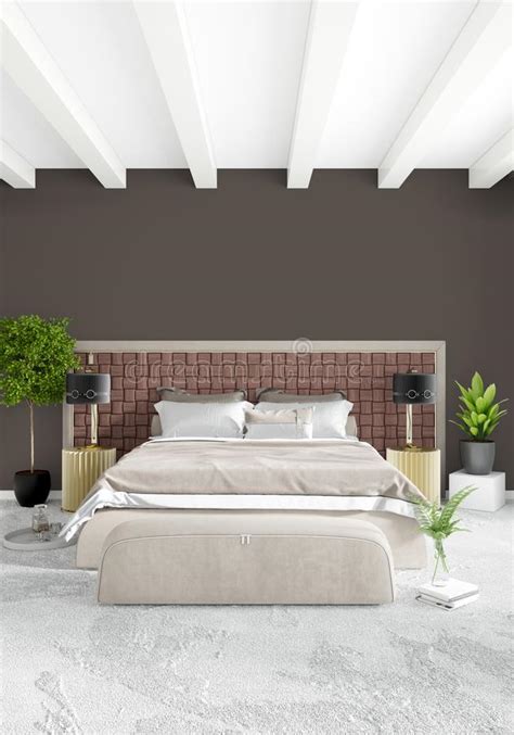 Vertical Bedroom Minimal Or Loft Style Interior Design 3d Rendering