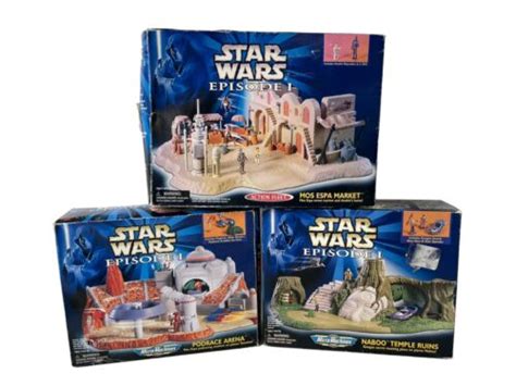 Lot Of 3 Star Wars Ep 1 Micro Machines Naboo Temple Mos Espa Market