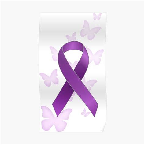 Purple Awareness Ribbon With Butterflies Poster By Alondra Redbubble