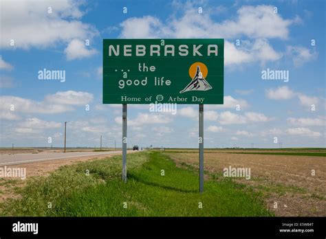 State Of Nebraska Welcome Sign Stock Photo Alamy