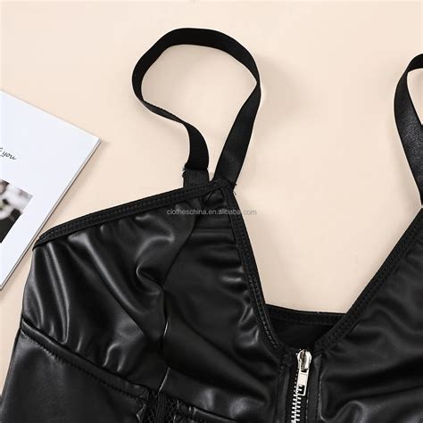 Chuangerm Oem Hot Selling Sexy Lingerie Women Pu Leather Suspenders
