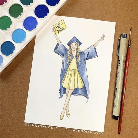 Custom Graduation Painting Original Watercolor Illustration Etsy In