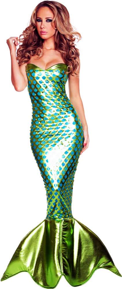 Sexy Sea Siren Lace Up Back Dress Gown W Tail Ocean Mermaid Costume