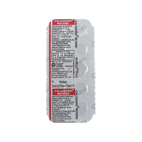 Buy Calcigard Retard 20mg Strip Of 10 Tablets Online At Flat 18 Off