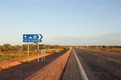 Image Of Rest Stop Sign On Side Of Outback Highway Austockphoto