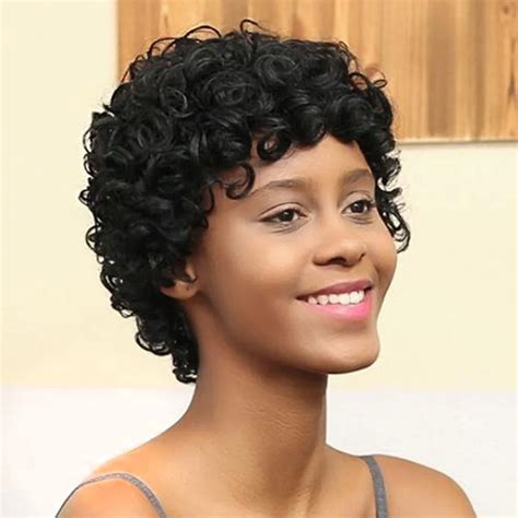 Glueless Brazilian Short Curly Wave 100 Human Hair Wigs For Women Natural Color Non Remy Wigs