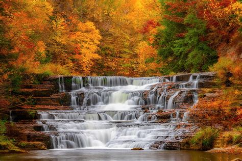 Autumn Waterfall Autumn Waterfall Nature Forest Hd Wallpaper Pxfuel