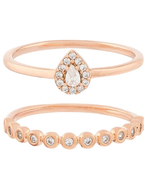 rose gold plated rings with cubic zirconia gold z for accessorize accessorize uk