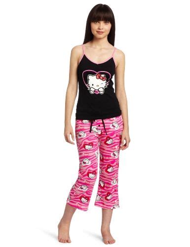Hello Kitty Womens Hk Dreaming Of Love Pj Set With Black Tank Top And