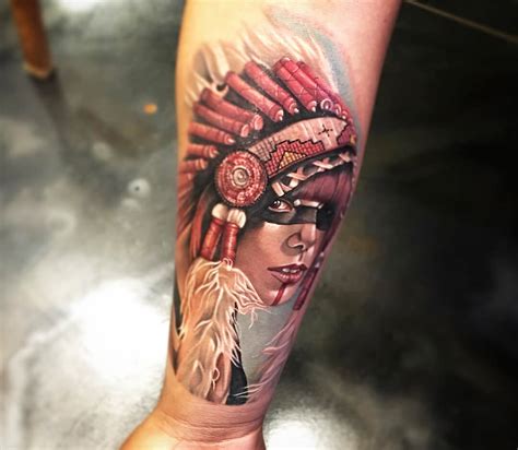 Native American Girl Tattoo By Edward Best Photo 28233