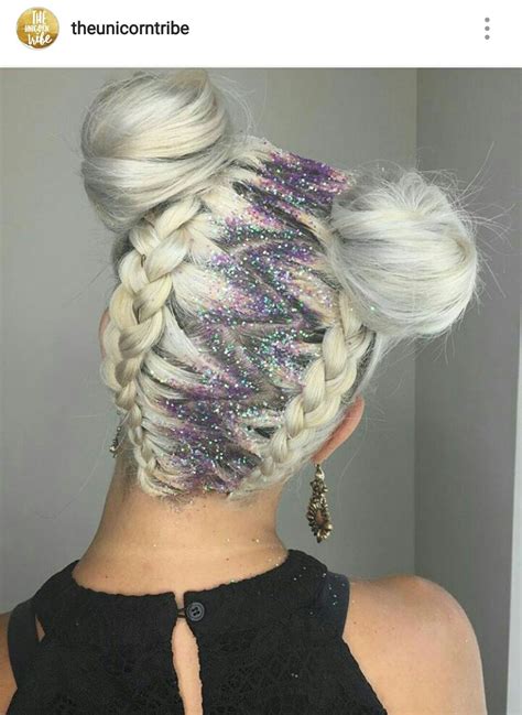 Take zenon's double buns, also called space buns, for example. Space buns hair style with glitter … | Hair styles, Long ...