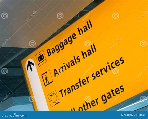 Yellow Airport Sign Stock Photo Image Of Following Detail 45358376