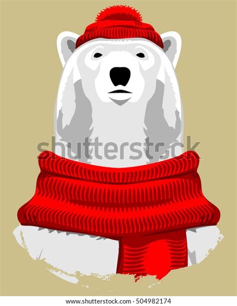 Illustrated Portrait Polar Bear Stock Vector Royalty Free 504982174