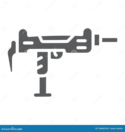 Uzi Gun Glyph Icon Army And Military Gun Machine Sign Vector