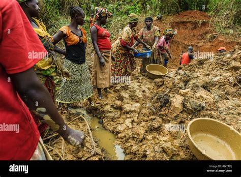 Female Artisan Miners At A Gold Mine Near Iga Barriere Ituri Province