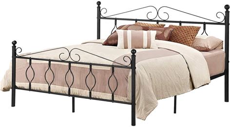 Tolland arched spindle metal headboard with bed frame, full/queen. GreenForest Bed Frame Queen Size with Headboard Footboard