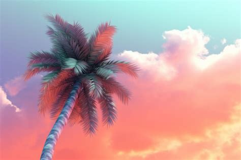 Premium Ai Image Dreamy Pastel Palm Tree Background