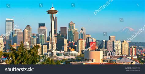 Seattle Skyline Panorama Sunset Seen Kerry Stock Photo 149670773