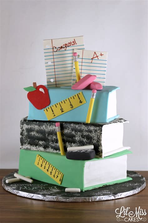 @ijustine and @joshsundquist baked a special one—with eyeballs all over—for love and first sight! Stacked Book Teachers Retirement Cake | Lil' Miss Cakes