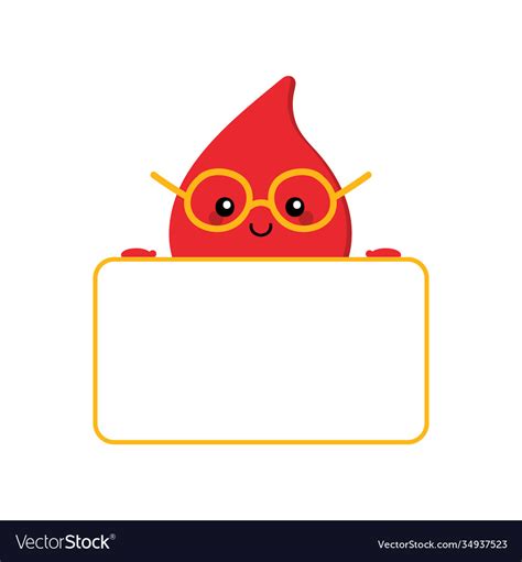 Red Blood Drop Character Holding Card Royalty Free Vector