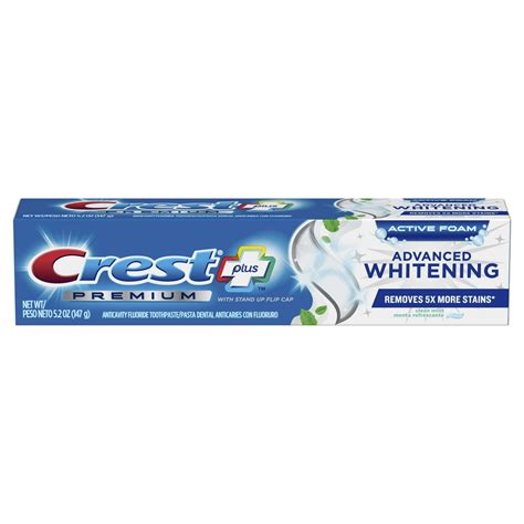 Crest Premium Plus Advanced Whitening Toothpaste Clean Mint 52 Oz