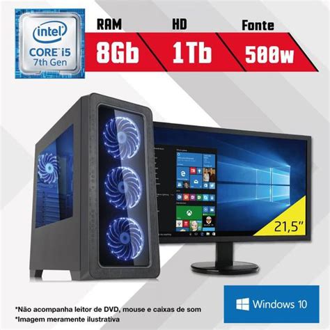 Pc Gamer Monitor 215 Intel Core I5 7ª Geração 8gb Hd 1tb Windows