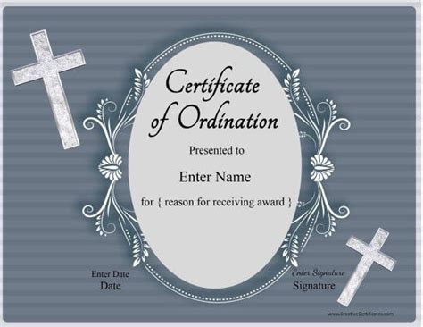 Free Printable Ordination Certificate Template Customizable