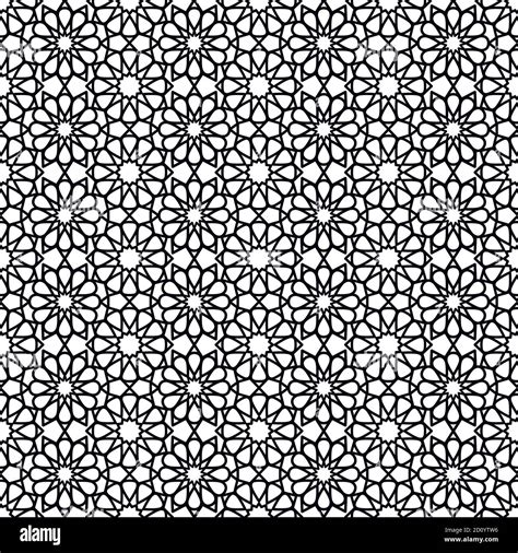 Arabic Pattern Seamless Pattern In Black And White Color Vector